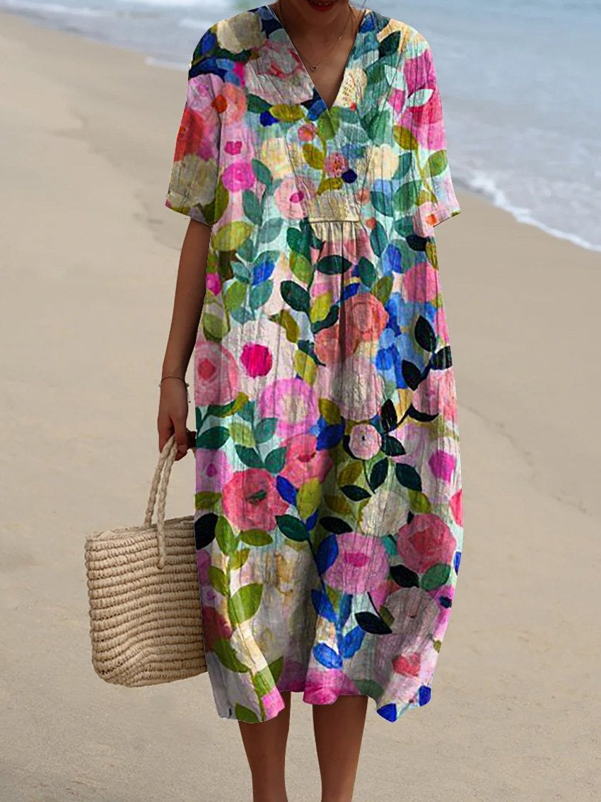 Women's Odile Dress - Floral Elegance and Comfort