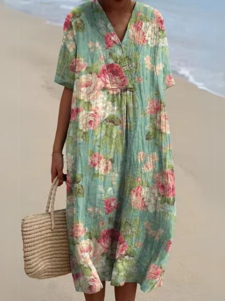 Women's Odile Dress - Floral Elegance and Comfort