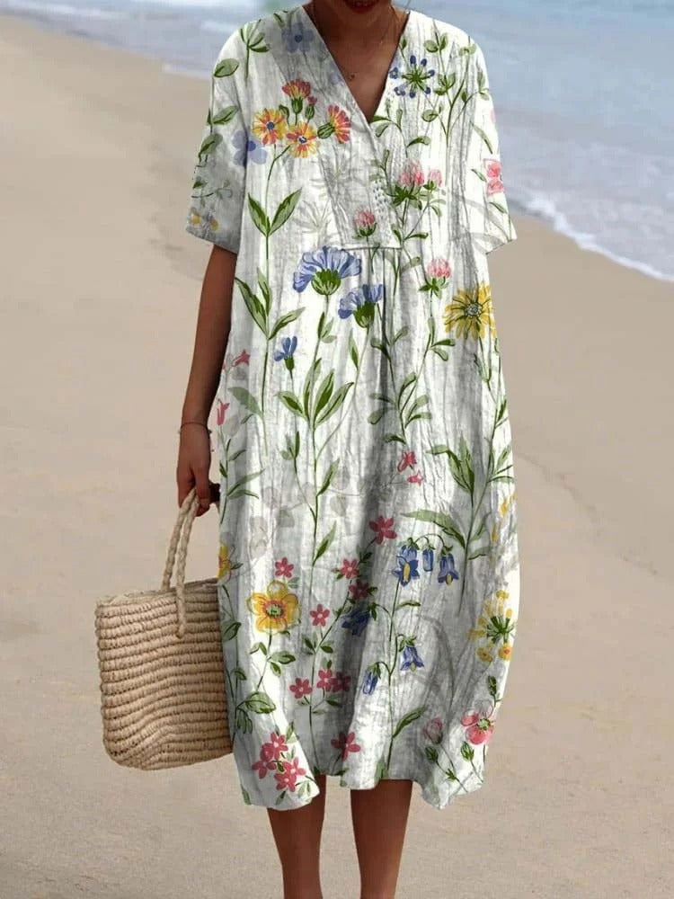 Women's Odile Dress - Floral Elegance and Comfort