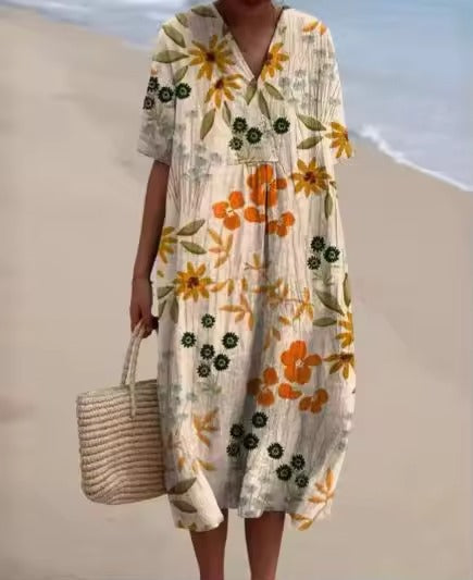 Women's Odile Dress - Floral Elegance and Comfort