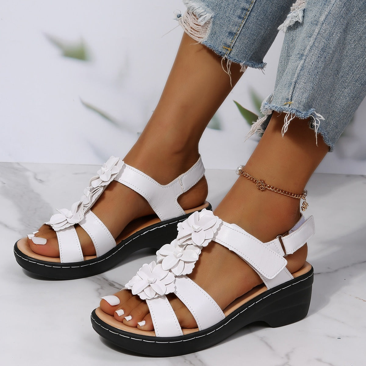 Women's Orthopedic Wedge Sandals Bordeaux – Comfort and Elegance