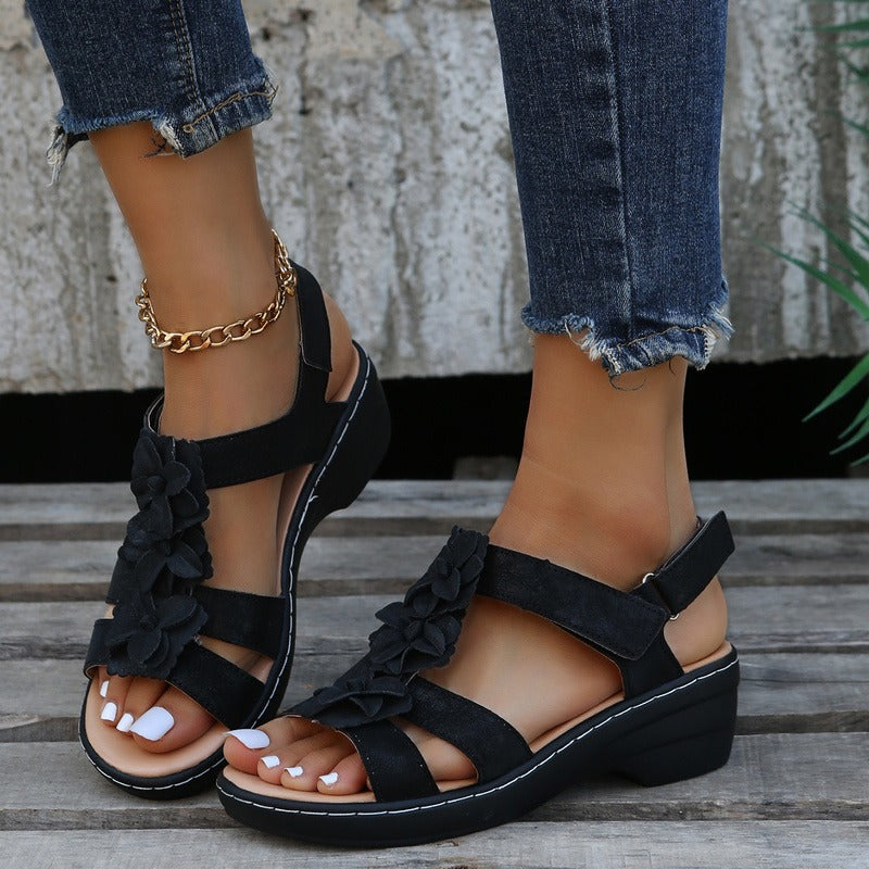 Women's Orthopedic Wedge Sandals Bordeaux – Comfort and Elegance