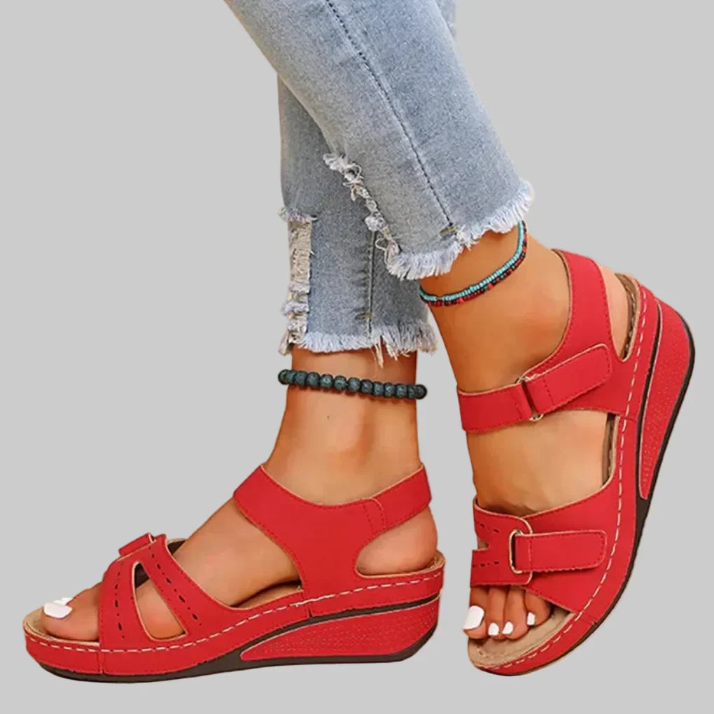 Women's orthopedic wedge sandals with adjustable straps