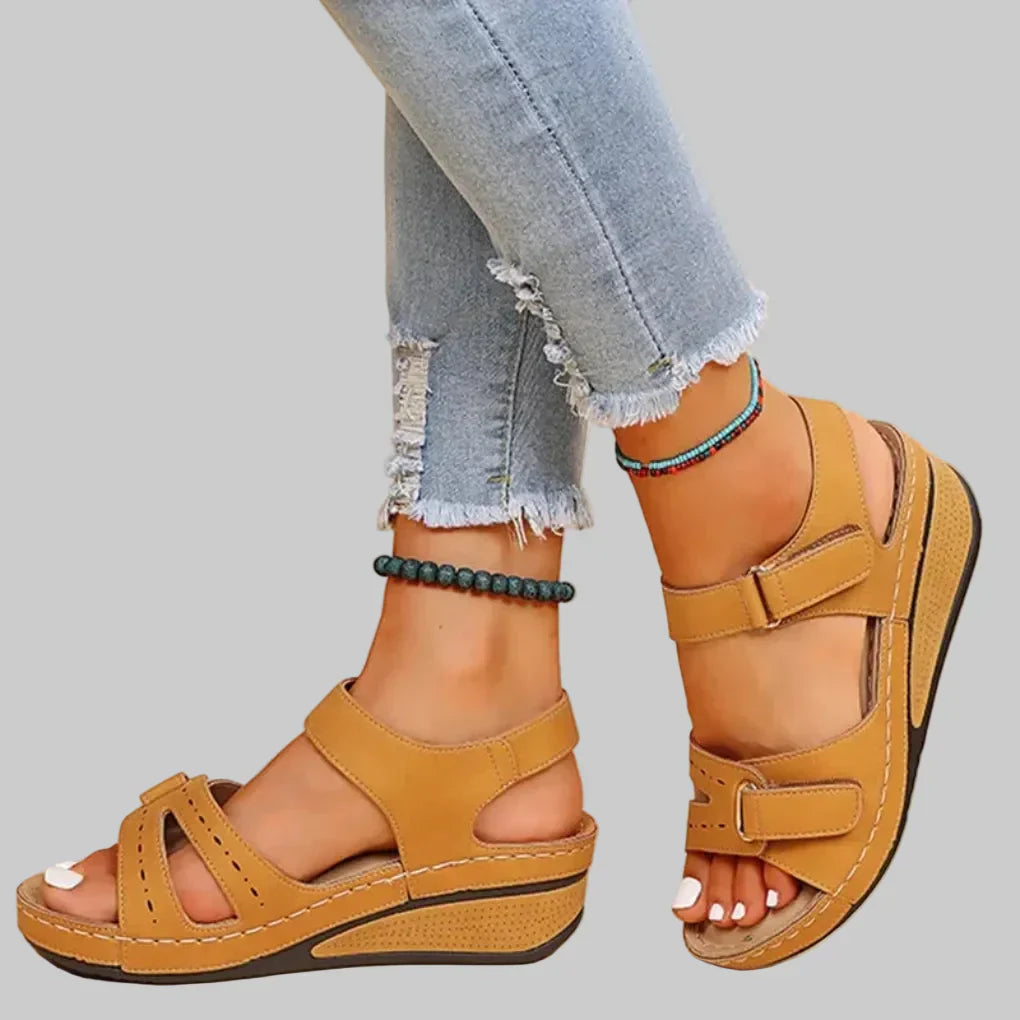 Women's orthopedic wedge sandals with adjustable straps