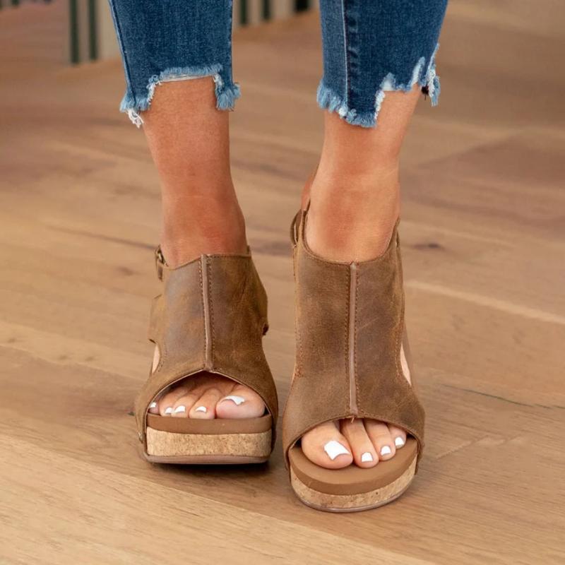 Women's orthopedic wedge sandals with cork sole