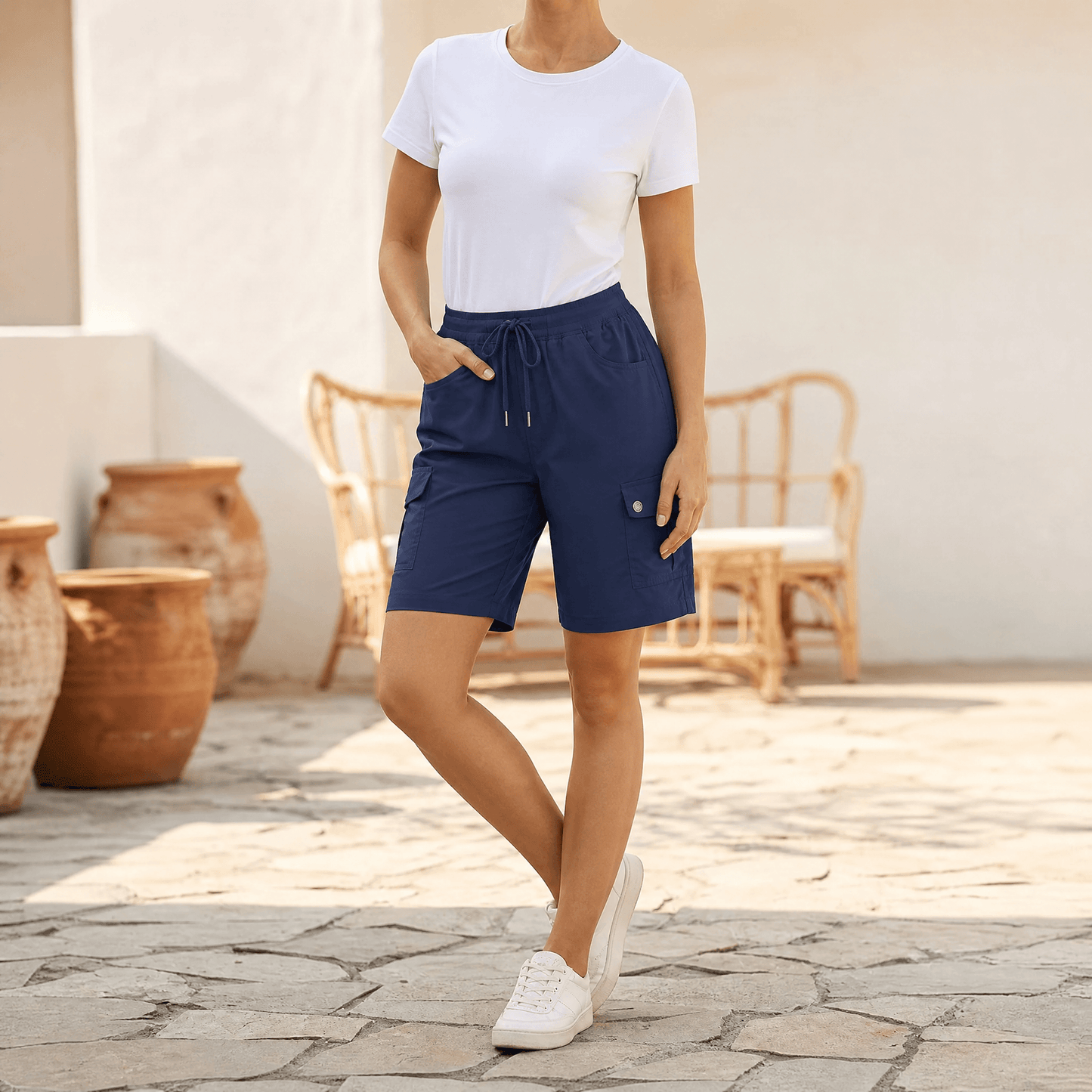 Women's Quick-Dry Cargo Shorts with 6 Pockets