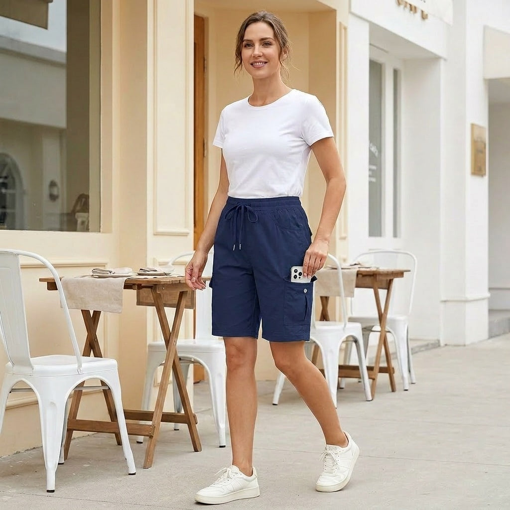 Women's Quick-Dry Cargo Shorts with 6 Pockets