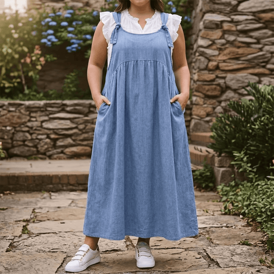 Women's Relaxed Suspender Dress with Pockets