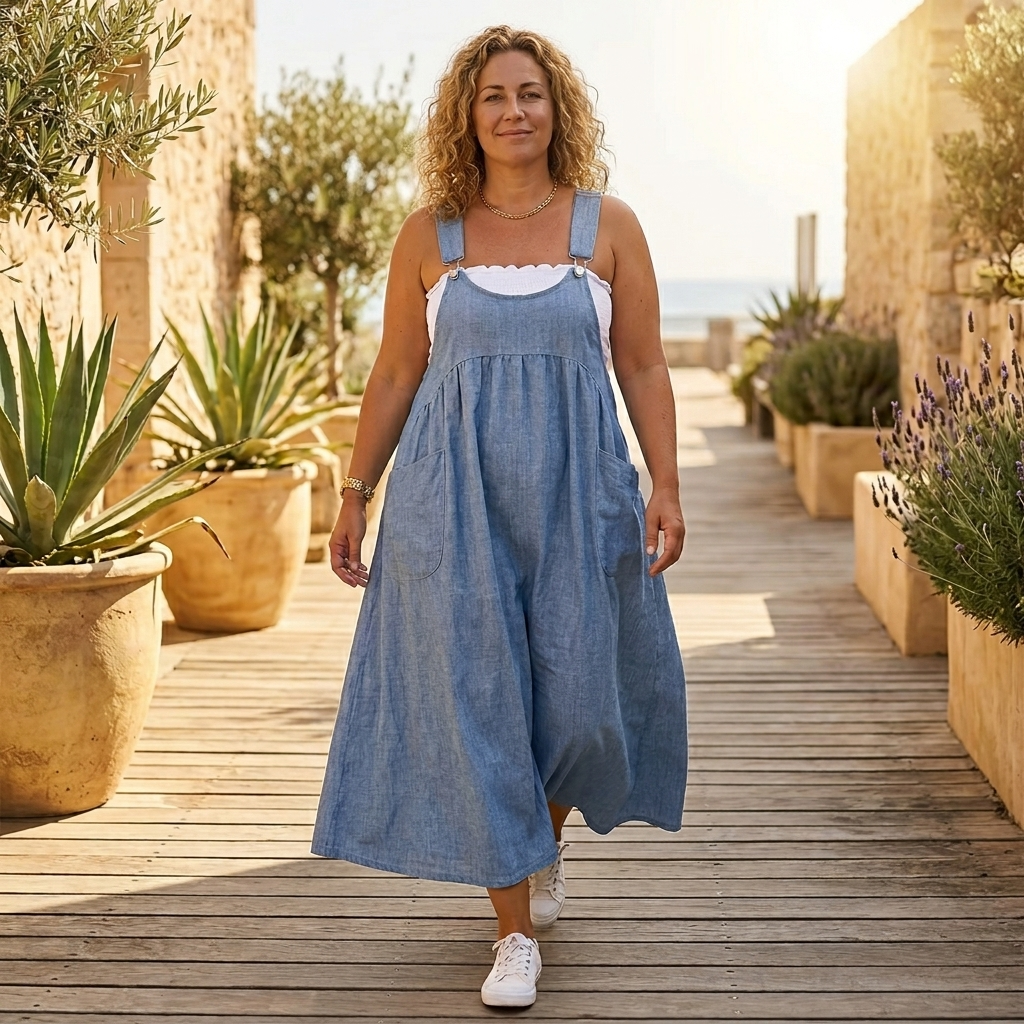 Women's Relaxed Suspender Dress with Pockets