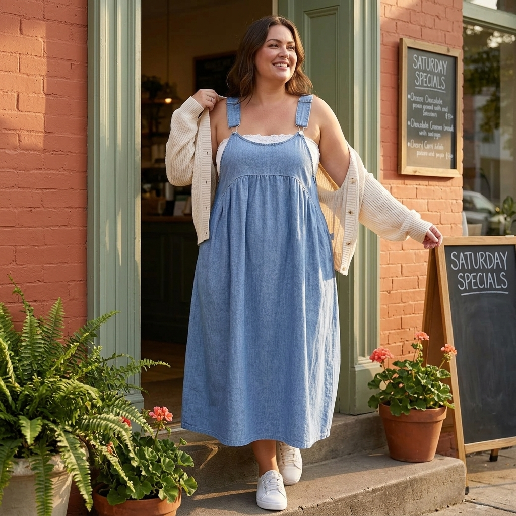 Women's Relaxed Suspender Dress with Pockets