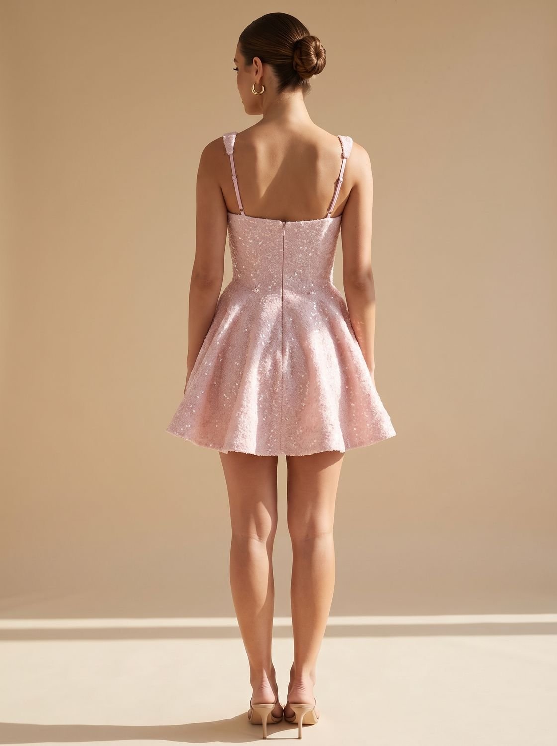 Women's Sequin Fit-and-Flare Bow Christmas Party Mini Dress