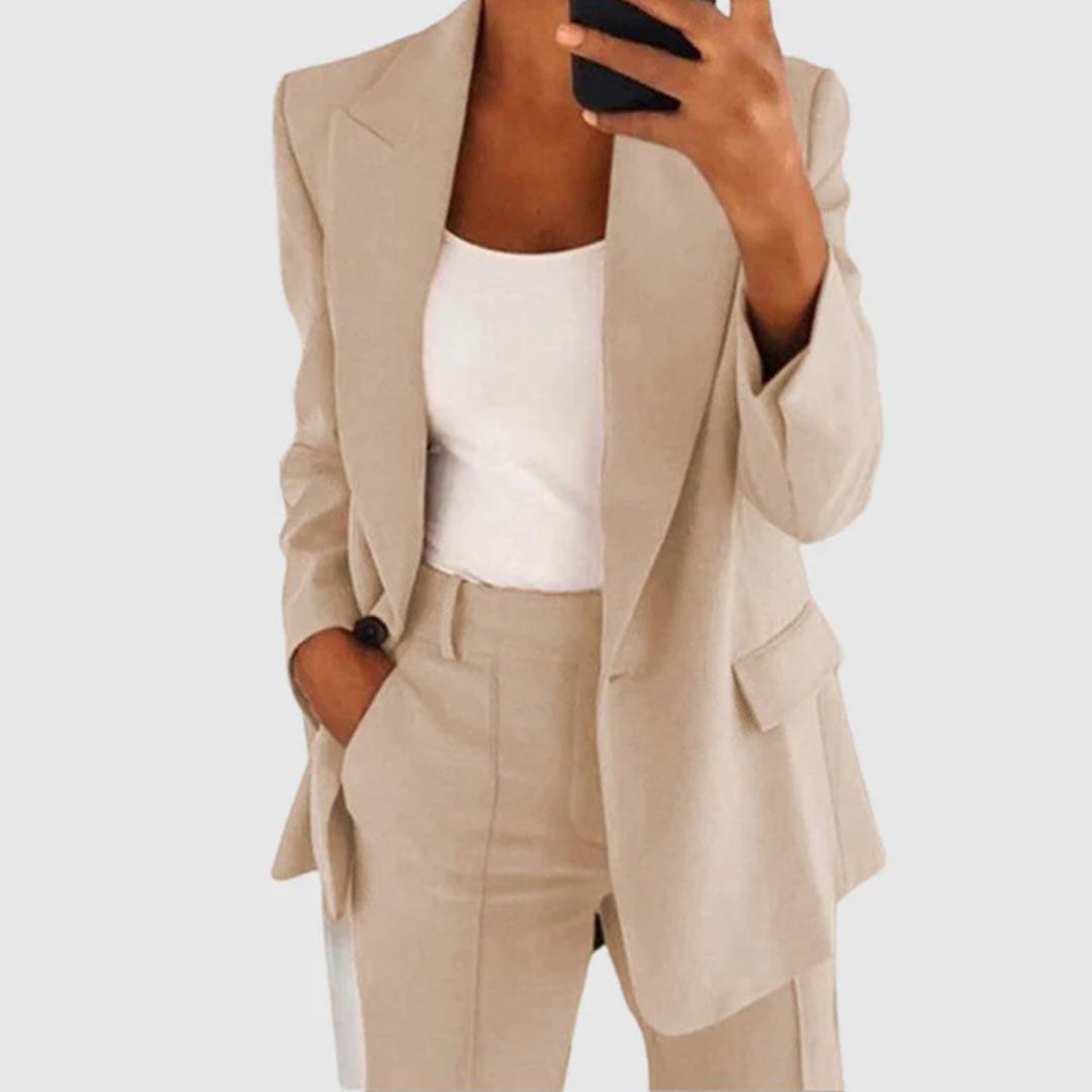 Women's Set with Blazer and Trousers – Elegant Two-Piece Outfit for Formal and Informal Occasions