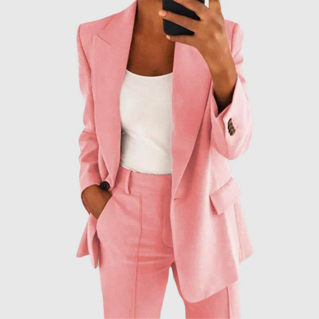 Women's Set with Blazer and Trousers – Elegant Two-Piece Outfit for Formal and Informal Occasions