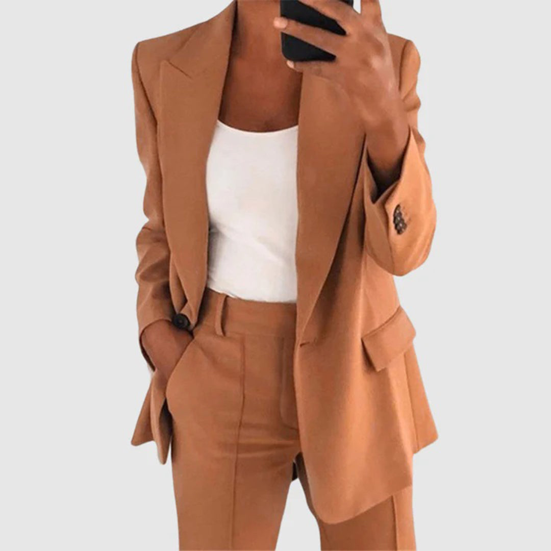 Women's Set with Blazer and Trousers – Elegant Two-Piece Outfit for Formal and Informal Occasions