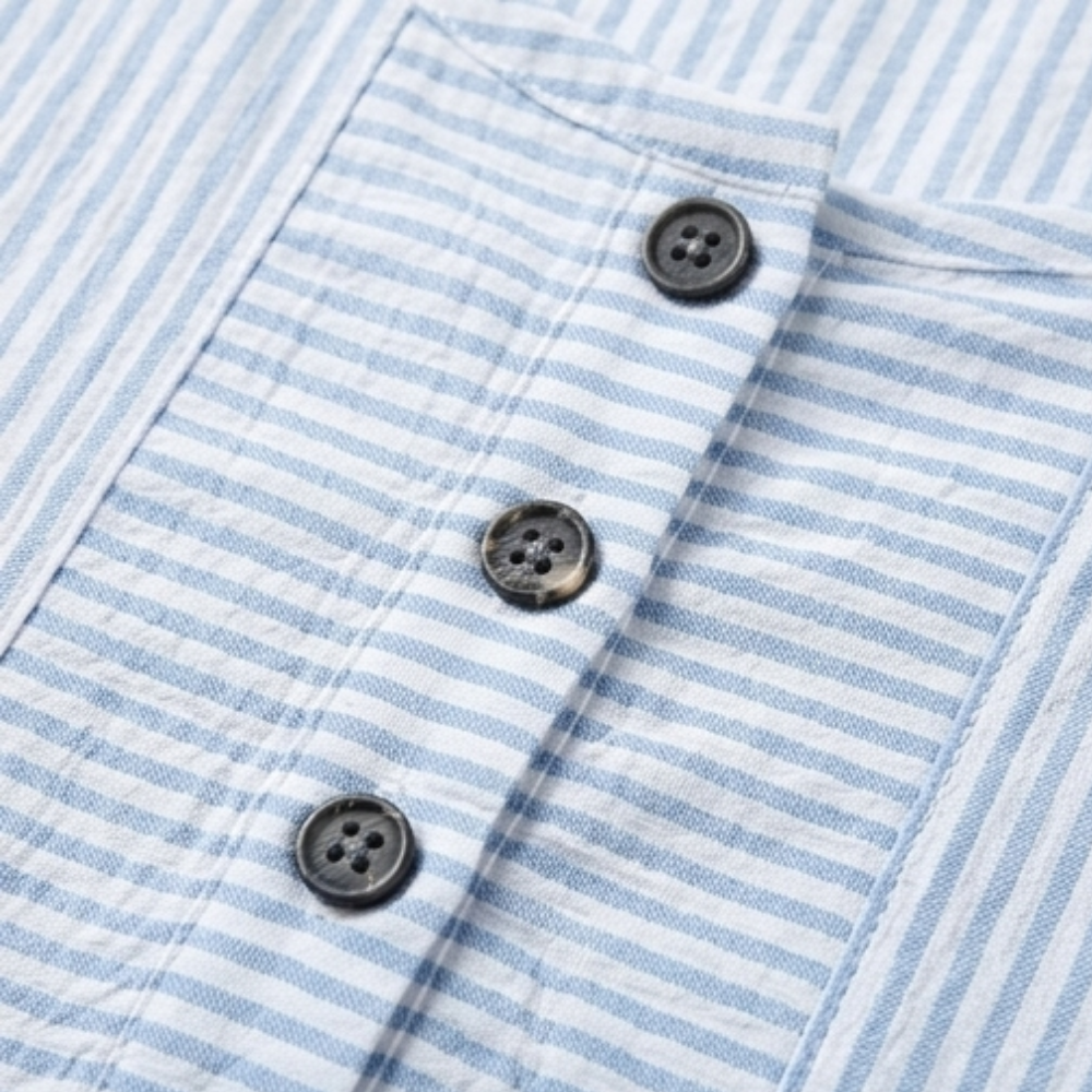 Women's Striped Button-Placket Mini Dress with Pockets