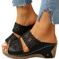 Women's Stylish Wedge Sandals with Floral Pattern