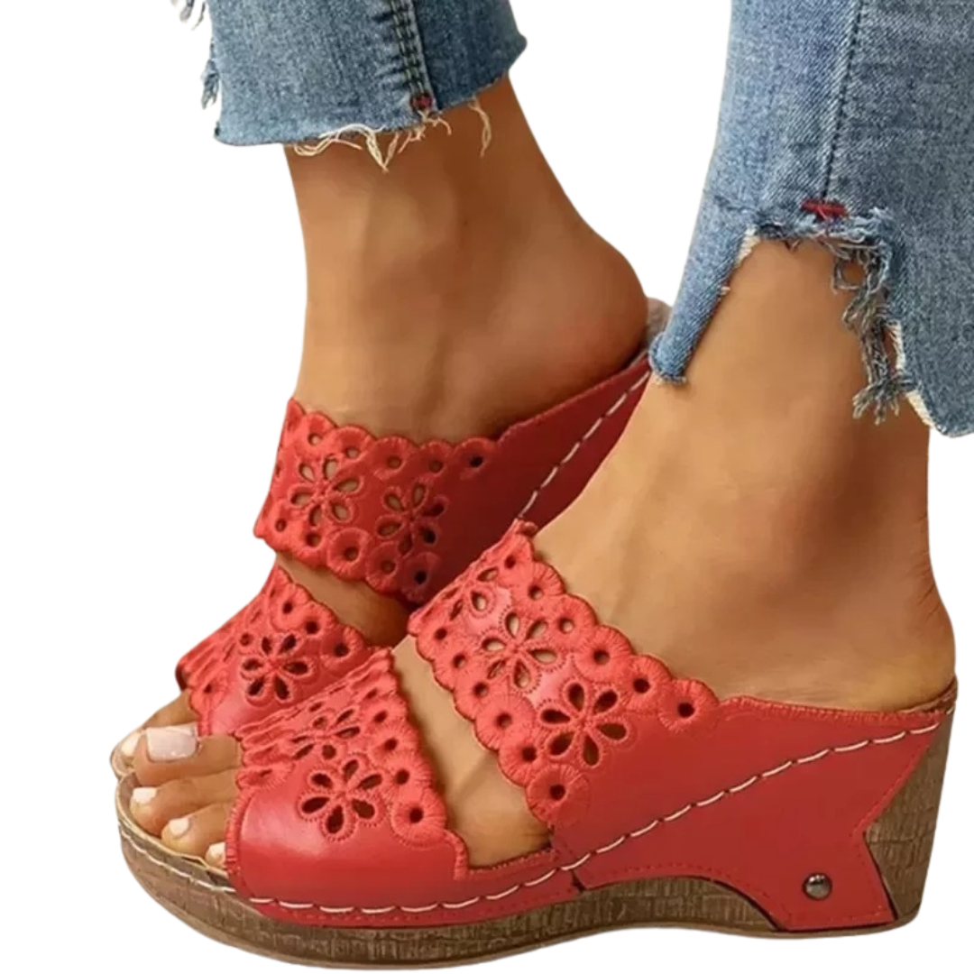 Women's Stylish Wedge Sandals with Floral Pattern