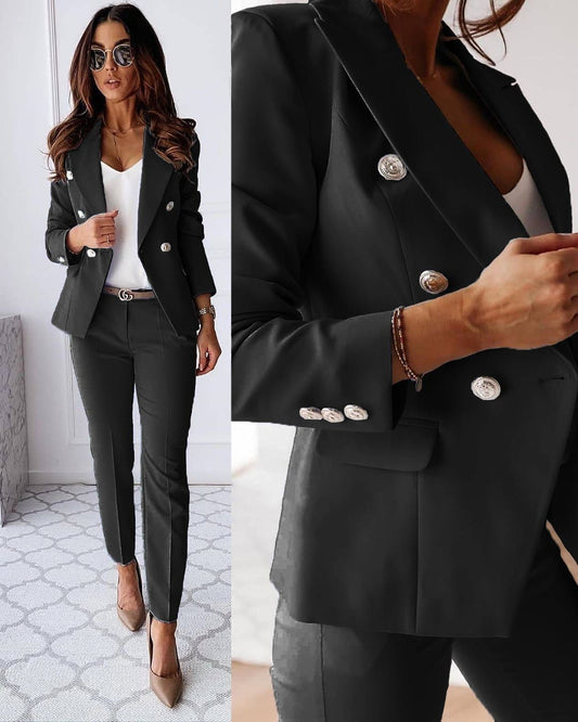 Women's Suit - Elegant Fitted Blazer and Pants