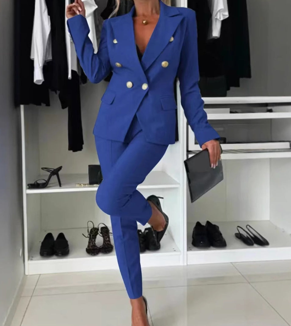 Women's Suit - Elegant Fitted Blazer and Pants