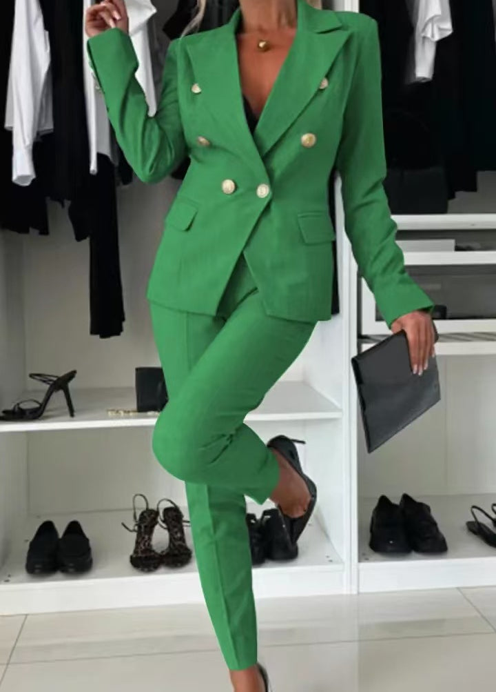 Women's Suit - Elegant Fitted Blazer and Pants