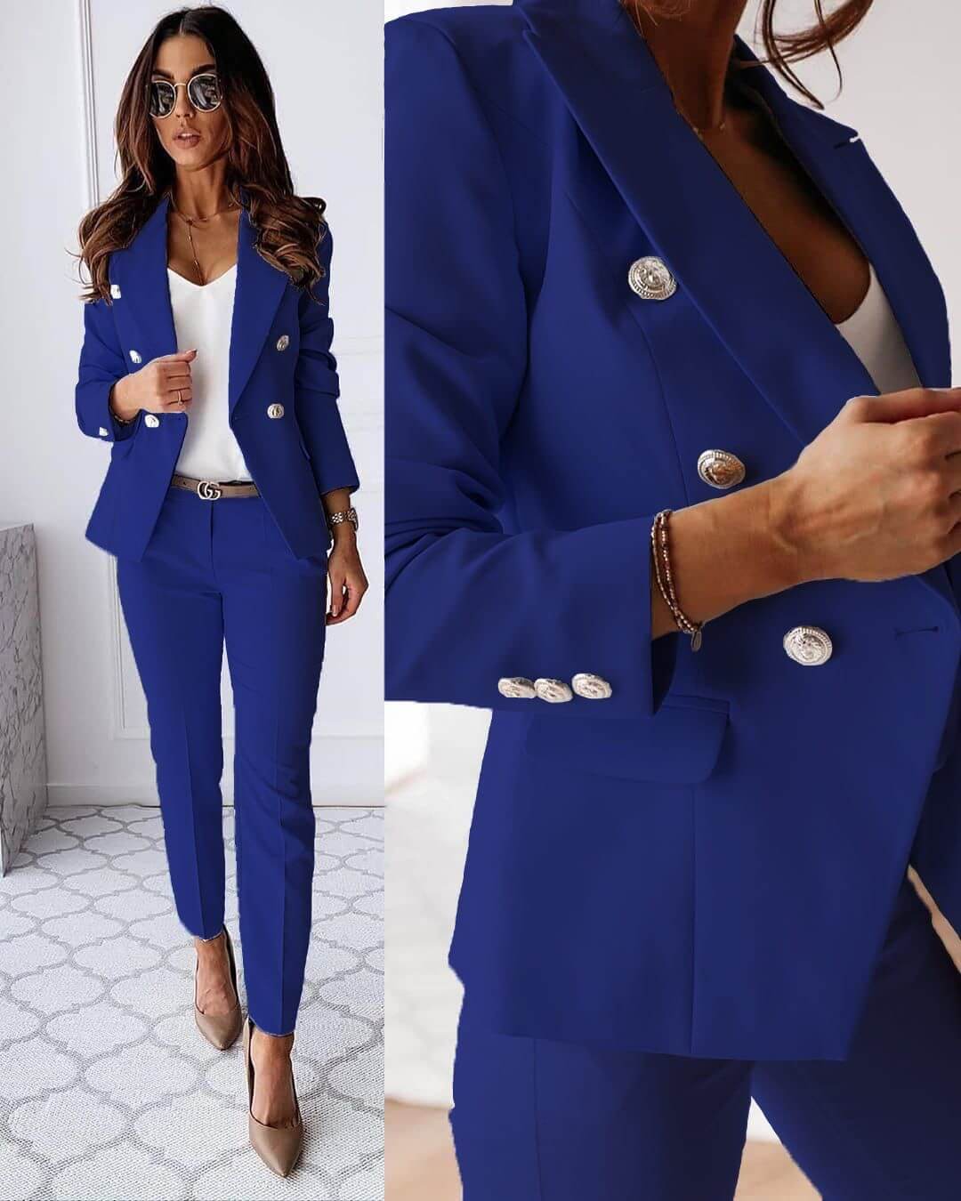 Women's Suit - Elegant Fitted Blazer and Pants