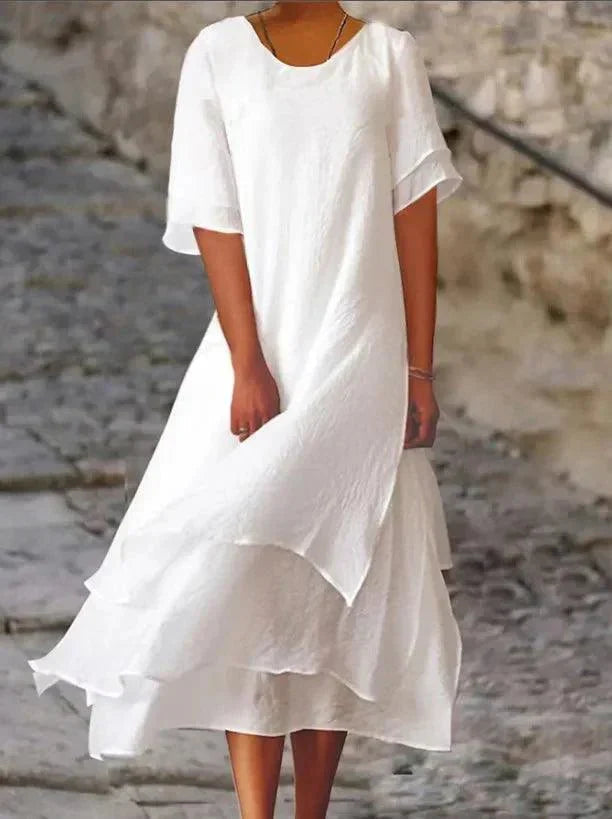 Women's Tiered A-Line Midi Dress