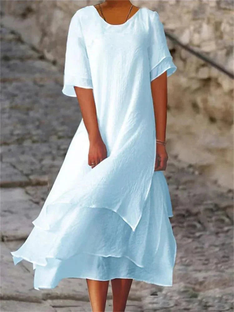 Women's Tiered A-Line Midi Dress