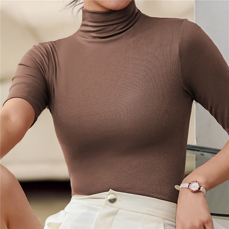 Women's Ultra-Thin Seamless Turtleneck - Stylish & Comfortable