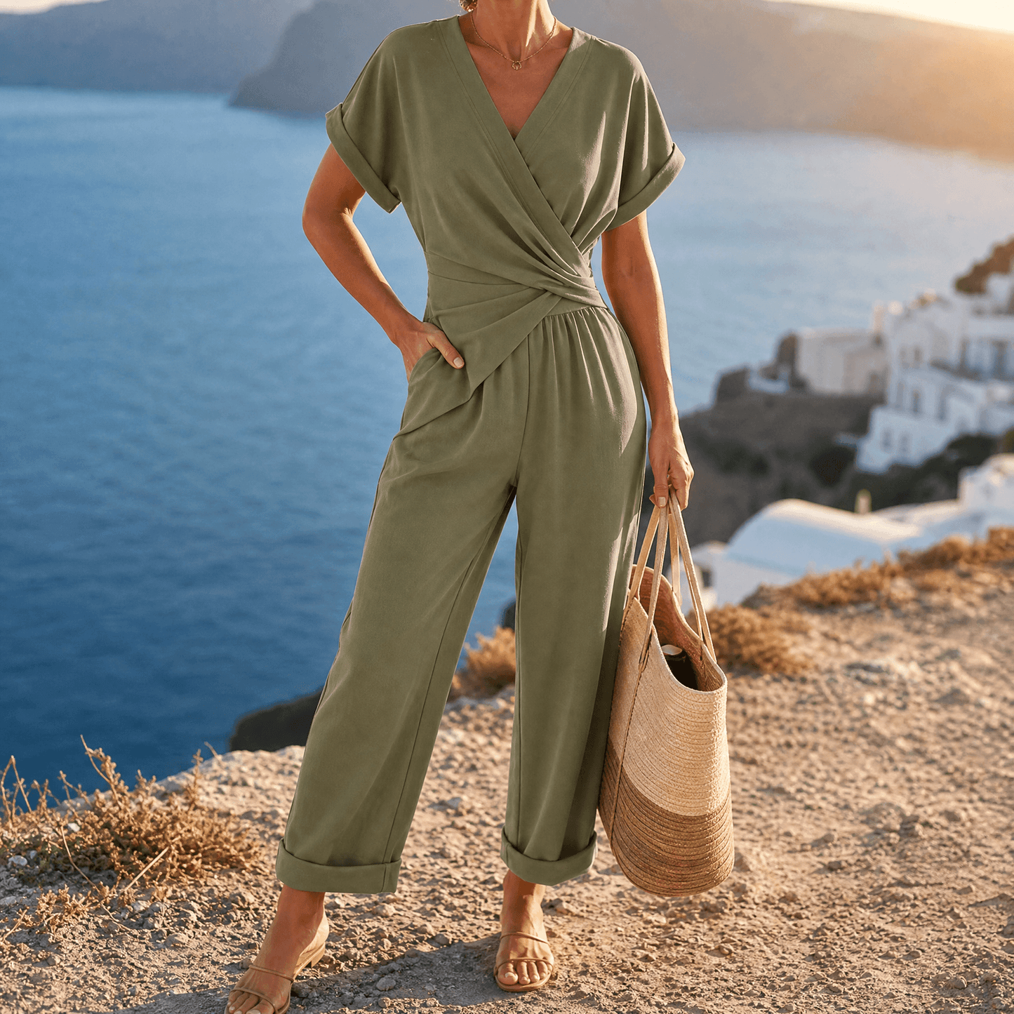 Women's Wrap-Front Two-Piece Set