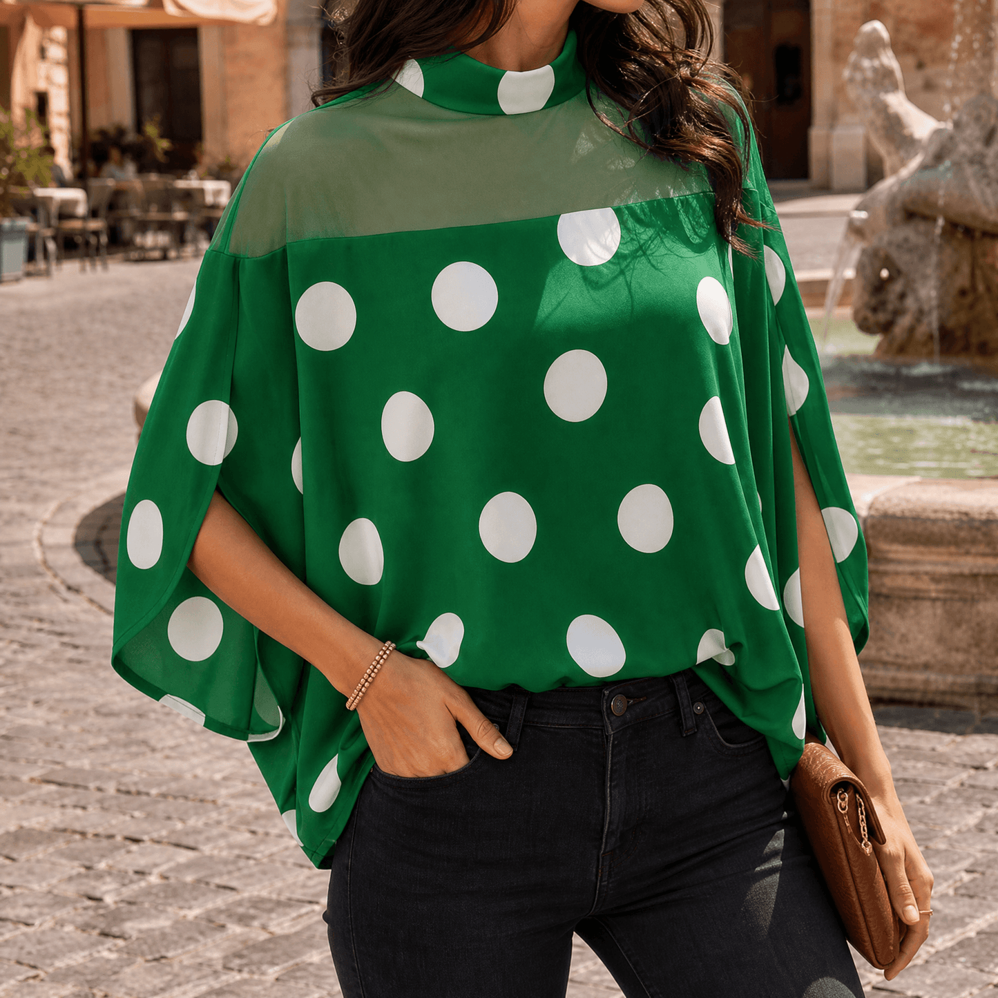 Women's Yoke Batwing Blouse
