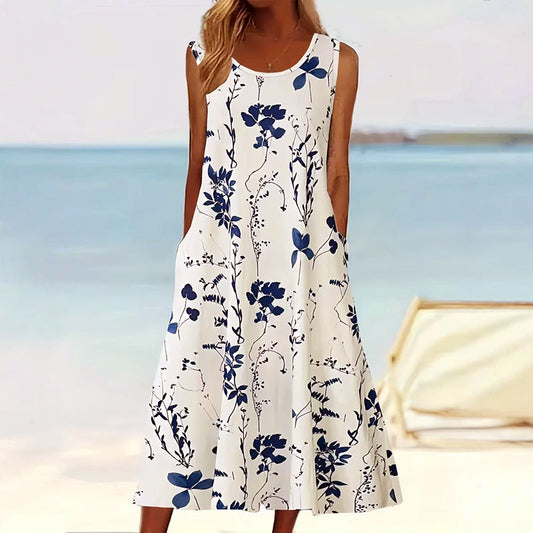 Women Sleeveless A-Line Midi Dress