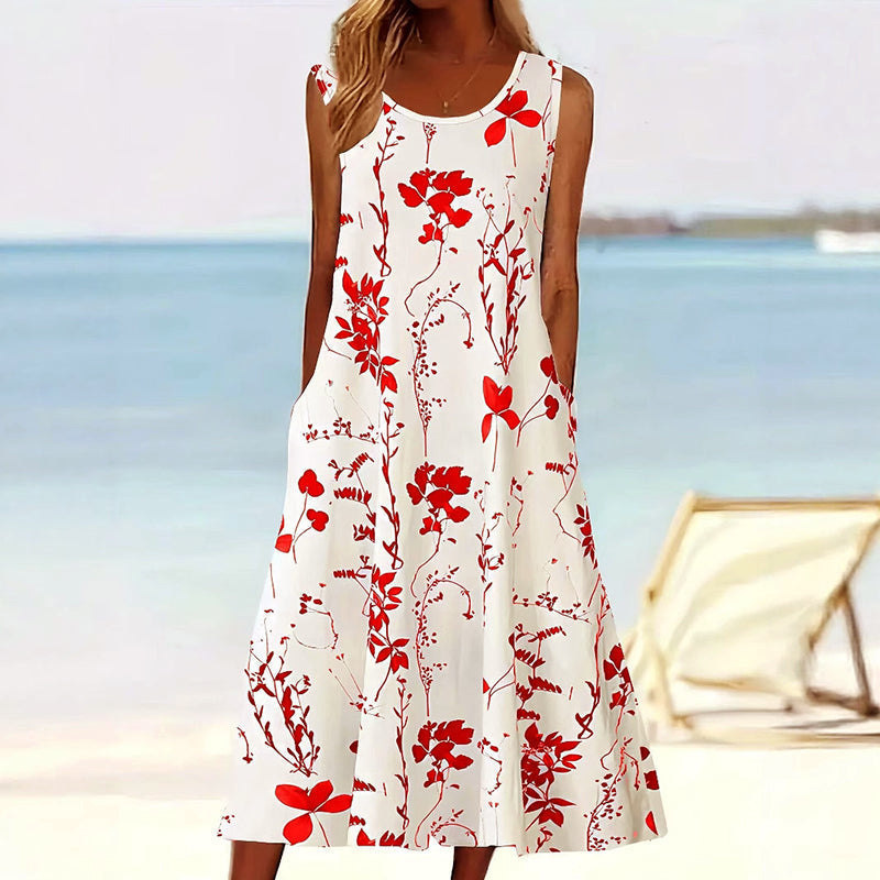 Women Sleeveless A-Line Midi Dress