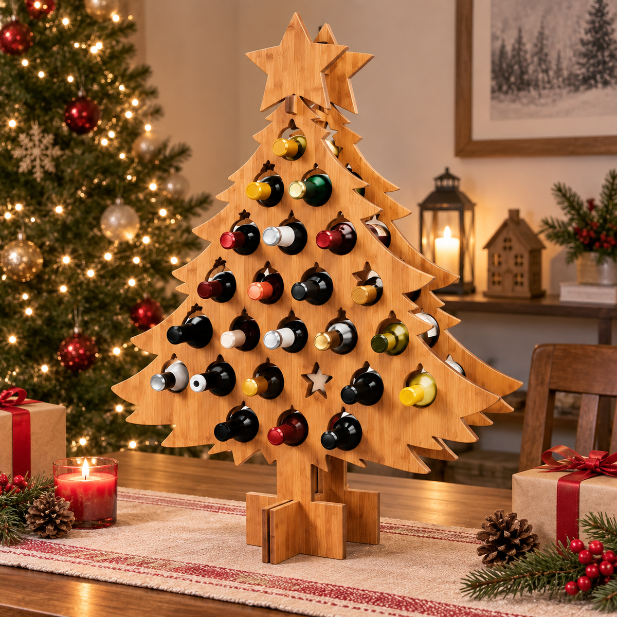 Wooden Advent Calendar with 24 Compartments for Christmas Countdown - Reusable Christmas Decoration