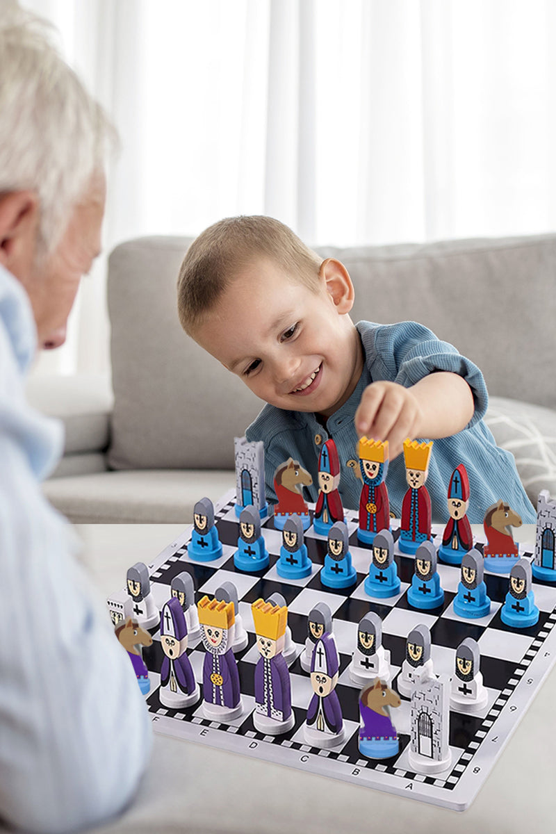 Wooden Chess Set for Kids with Educational Strategic Game