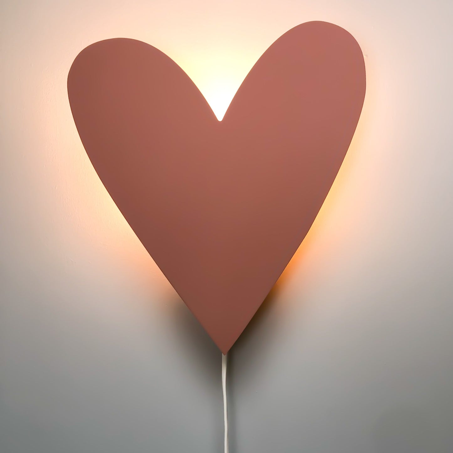 Wooden Wall Lamp Children's Room | Heart Shaped - Terra Pink