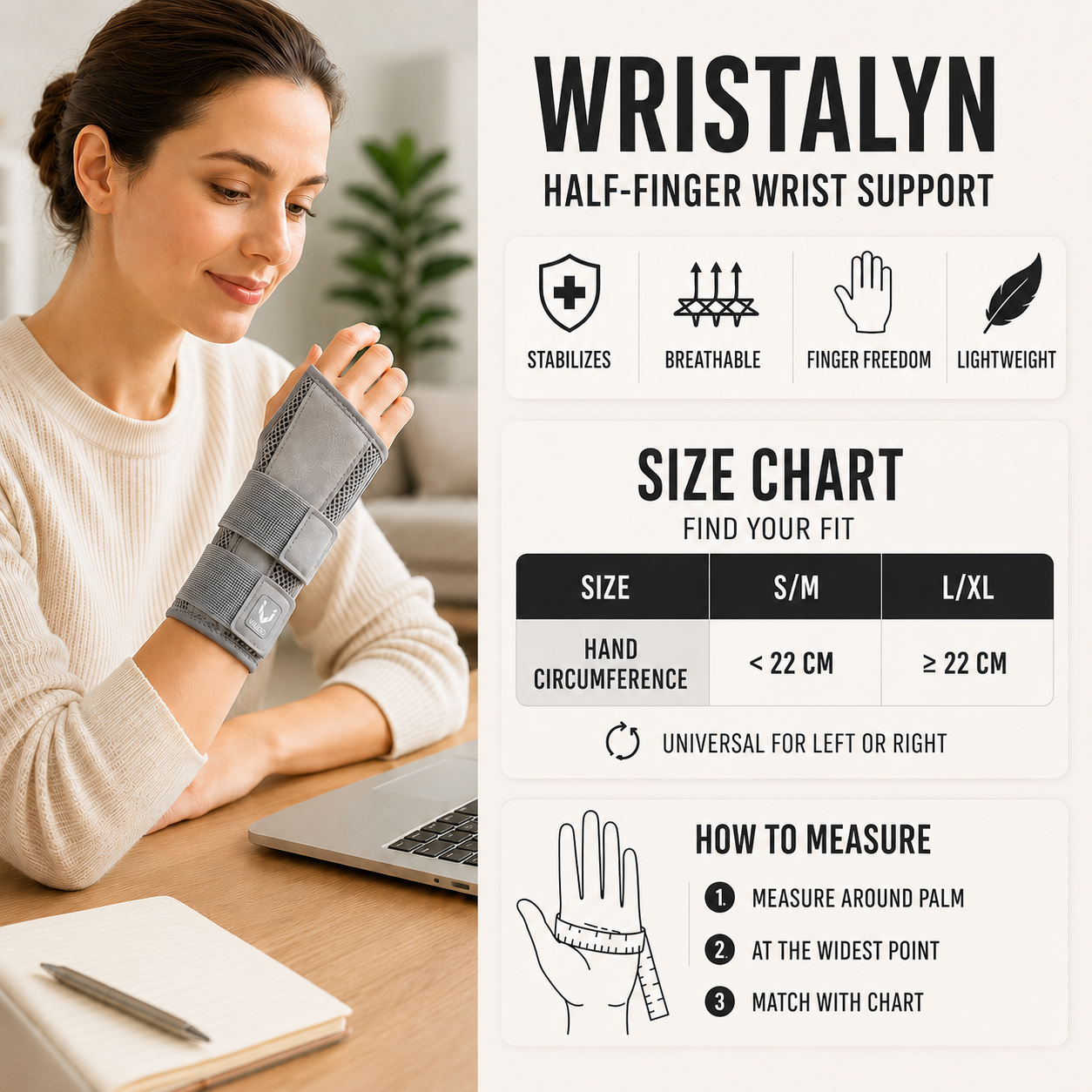 Wristalyn Half Finger Wrist Support